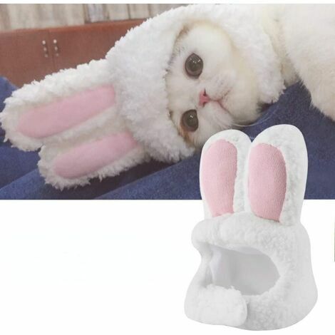 OAAO Chapeau de Lapin pour Chat, Costume Mignon Chapeau de Lapin avec des Oreilles pour Chats, Petits Chiens, Costume de fête de Chapeau pour Animaux de Compagnie