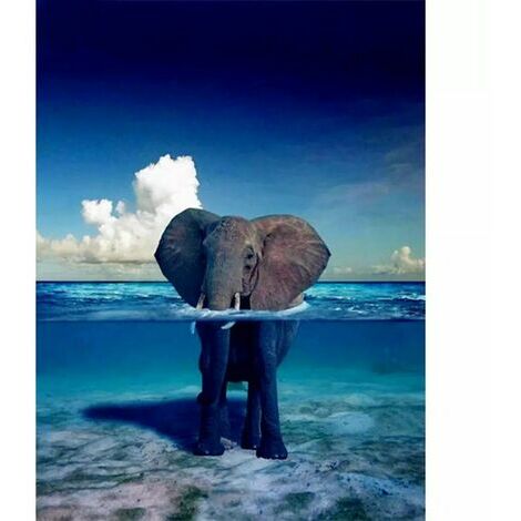 OAAO Diamant Peinture Animal Éléphant Point De Croix Artisanat Diamant Broderie Eau Mosaïque Mur Art 12X16 pouces