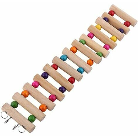 OAAO Échelle tournante suspendue couleur oiseau perroquet, accessoires de cage à oiseaux cadre de hamac en bois jouet à mâcher rat hamster échelle d'escalade (6 12cm)