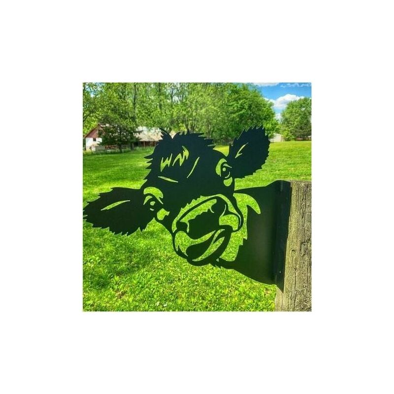 Oaao - Ornements De Jardin De Vache en Métal pour Clôtures Décorations en Plein Air Maison Vache Animaux Jardin Décor Sculptures Rouillé Fonte