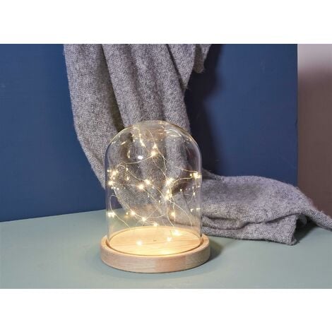 MMILO MODERN Oak Base Table Lamp Romantic Gift Glass Dome LED Wired Bedside Lamp Decoration Present