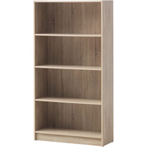 Oak Tall Bookcase With Adjustable Shelves Modern Storage Unit In 6 Colours
