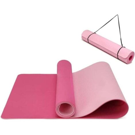 Oak & Tea Tapis de yoga tapis de yoga épais antidérapant pour homme/femme tapis d'exercice pour la gym à la maison avec sangle de transport méditation pilates 183 x 61 x 0.6 cm