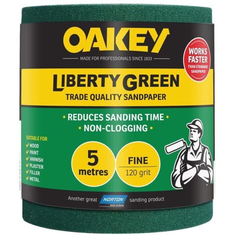 Oakey 66261116687 Liberty Green Sanding Roll 115mm x 5m Fine 120G OAK63844