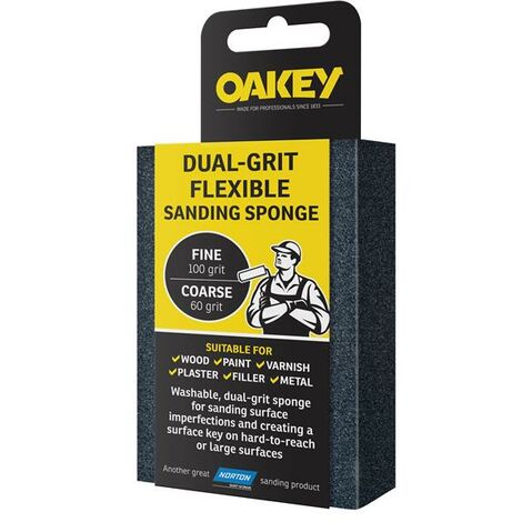Oakey Dual-Grit Flexible Sanding Sponge Fine/Coarse OAK58593