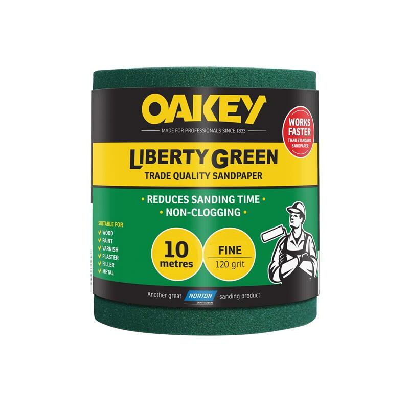 Oakey 66261116749 Liberty Green Sanding Roll 115mm x 10m Fine 120G OAK28714