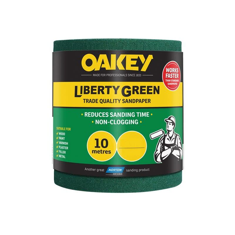 Oakey 66261116753 Liberty Green Sanding Roll 115mm x 10m Extra Coarse 40G