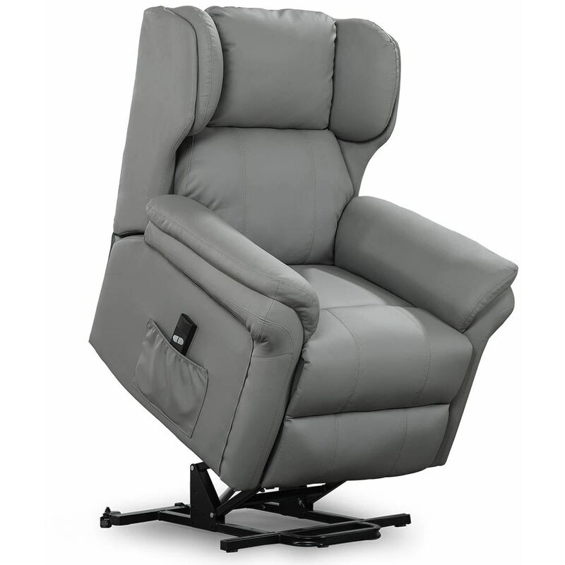 Oakford Electric Rise Recliner Bonded Leather Armchair Lounge Mobility Chair Grey