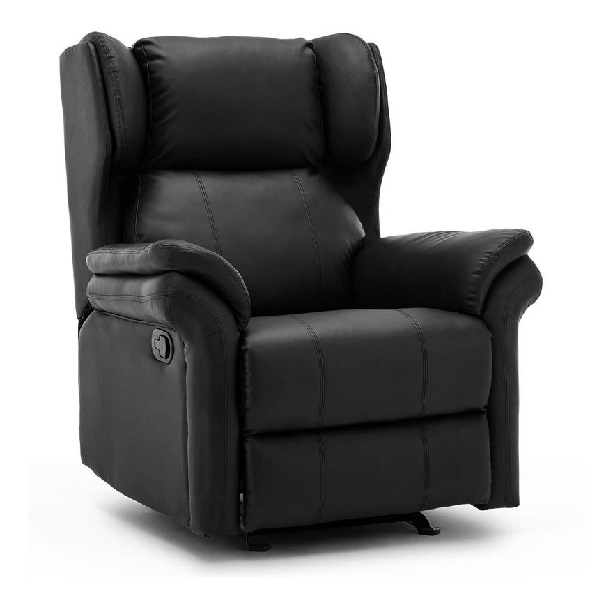 Oakford Black Leather Rocking Recliner Chair