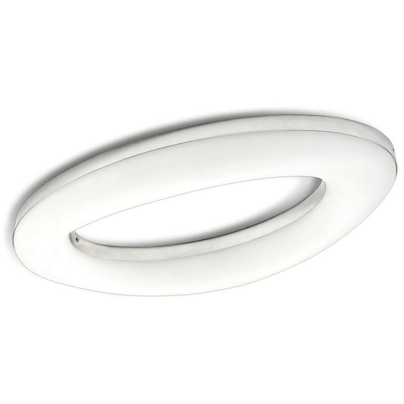 inspired mantra - oakley - flush ceiling 40w led 3000k, 3200lm, polished chrome, frosted acrylic