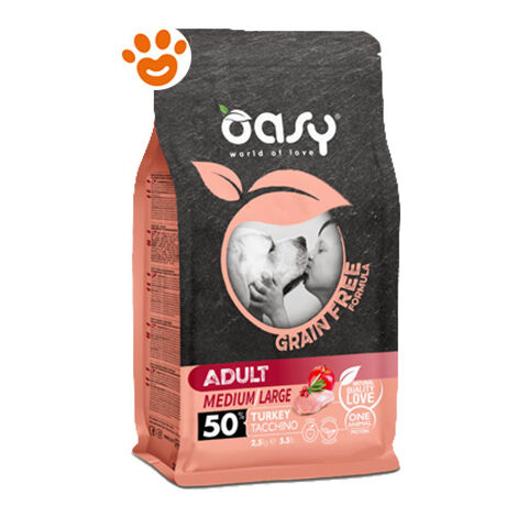 Oasy Cane Adult Medium / Large Grain Free Formula 12 kg Tacchino