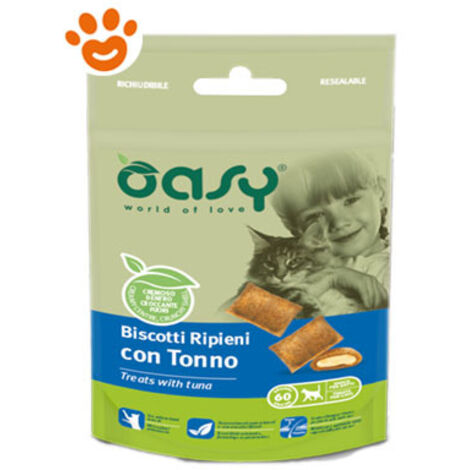 Oasy Cat Biscotti Ripieni con Tonno  - Oasy Cat Biscotti Ripieni con Tonno - Confezione da 60 Gr