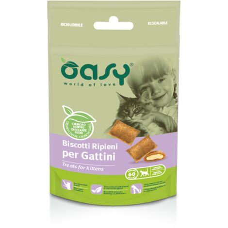 Oasy Cat Biscotti Ripieni per Gattini  - Oasy Cat Biscotti Ripieni per Gattini - Confezione da 60 Gr