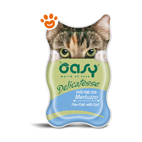 Oasy Cat Delicatesse Paté con Merluzzo  - Oasy Cat Delicatesse Paté con Merluzzo - Vaschetta Da 85 Gr