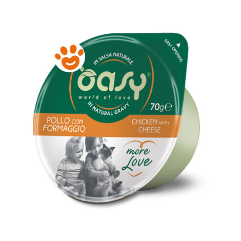 Oasy Cat More Love Green Cup Pollo con Formaggio  - Oasy Cat More Love Green Cup Pollo con Formaggio - Vaschetta da 70 Gr