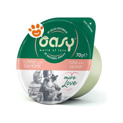 Oasy Cat More Love Green Cup Tonno con Salmone - Oasy Cat More Love Green Cup Tonno con Salmone - Vaschetta da 70 Gr