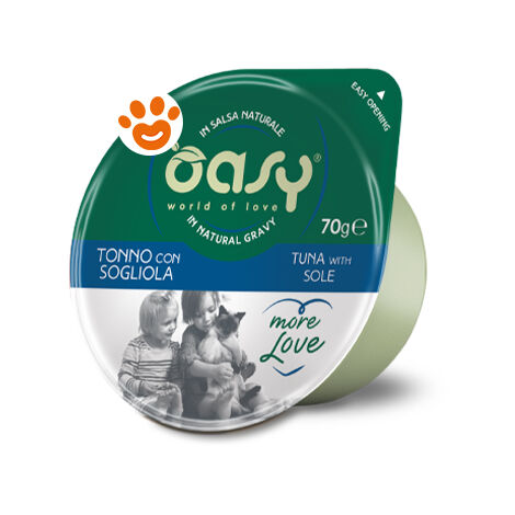 Oasy Cat More Love Green Cup Tonno con Sogliola  - Oasy Cat More Love Green Cup Tonno con Sogliola - Vaschetta da 70 Gr