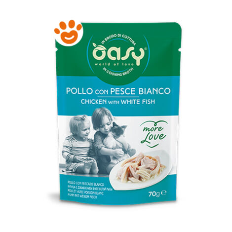 Oasy Cat More Love Pollo con Pesce Bianco - Oasy Cat More Love Pollo con Pesce Bianco - Vaschetta da 70 Gr