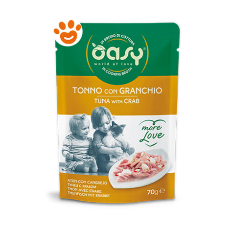 Oasy Cat More Love Tonno con Granchio  - Oasy Cat More Love Tonno con Granchio - Vaschetta da 70 Gr