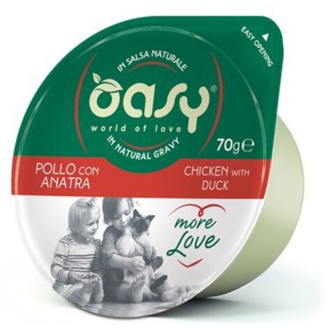 Oasy Cat  Plus d'amour  Pot vert 70 g - Poulet et canard 70 g