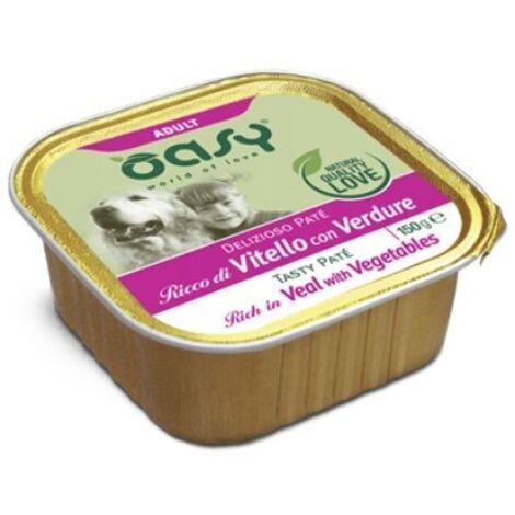 Oasy Dog  Delizioso Paté  Comida en bandeja para perros adultos 150g - Ternera con verduras 150g