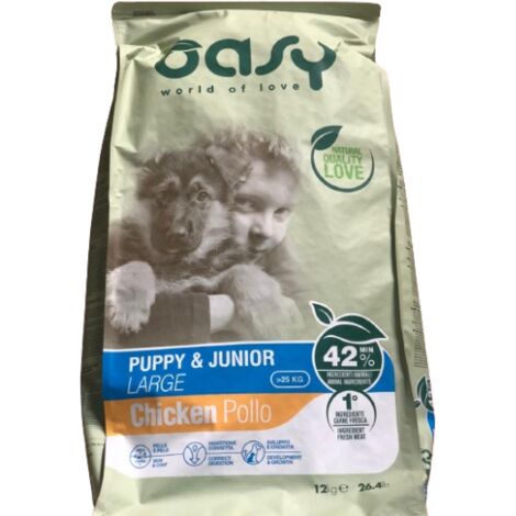 Oasy Dog Lifestage Puppy e Junior Large Pollo  - Oasy Dog Lifestage Puppy e Junior Large Pollo - Sacco Da 12 Kg