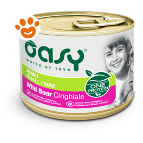 Oasy Dog One Protein Adult Small Mini Cinghiale  - Oasy Dog One Protein Adult Small Mini Cinghiale - Lattina Da 200 Gr