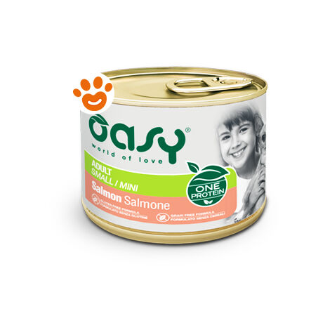 Oasy Dog One Protein Adult Small Mini Salmone  - Oasy Dog One Protein Adult Small Mini Salmone - Lattina Da 200 Gr