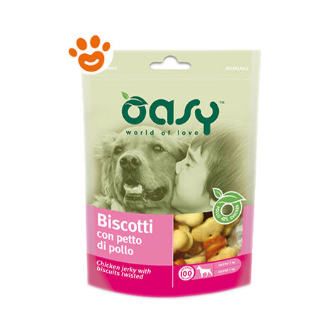Oasy Dog Snack Biscotti con Petto di Pollo  - Oasy Dog Snack Biscotti con Petto di Pollo - Confezione da 100 Gr