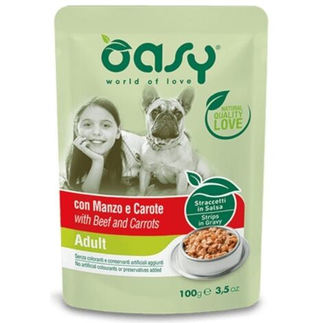 Oasy Dog  Streifen  100g Beutel - Erwachsene  Rindfleisch mit Karotten 100g