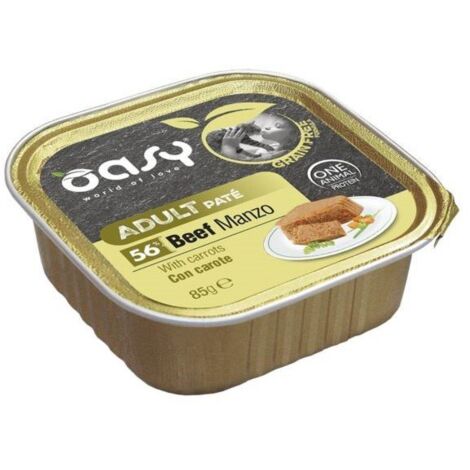 Oasy  Grain Free Pate  Vassoio di paté senza cereali per gatti 85g - Manzo con carote 85g