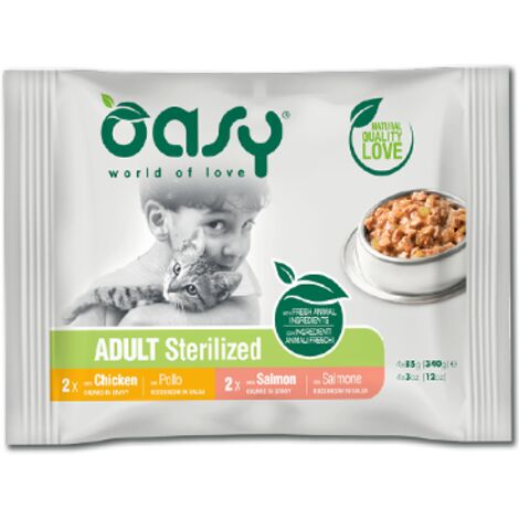 OASY WET CAT BOCCONCINI MULTIPACK ADULT STERILEZED SELECTION 4X85 gr
