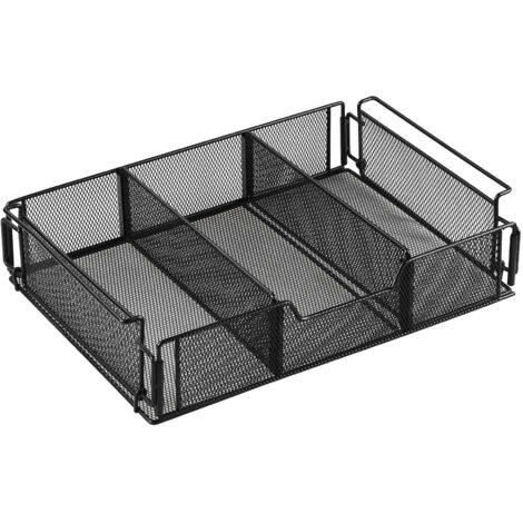 Oaza Slide Hängender Schreibtisch-Organizer  Schwarzer Metall-Untertisch-Organizer 365 x 235 x 82 mm mit 6 Schrauben
