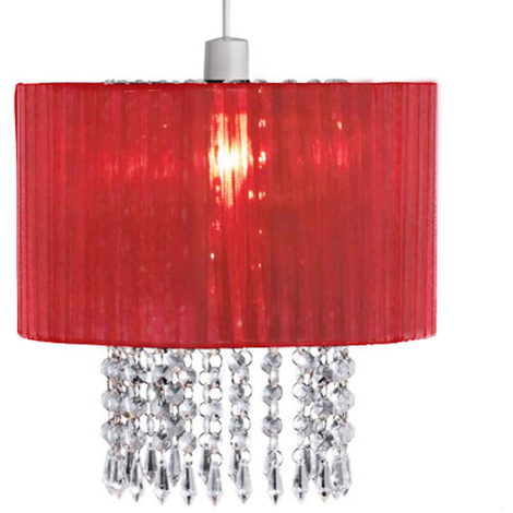 Oba Red Ceiling Light Shade Acrylic Crystal Droplets 15596