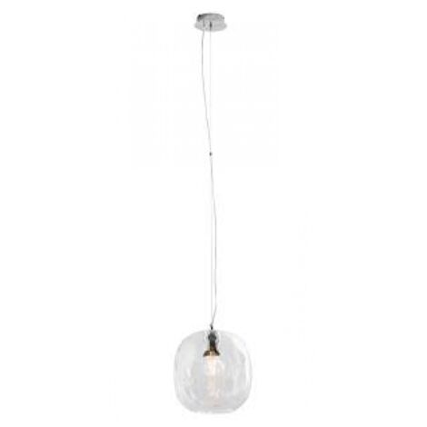 OBAN Sospensione in Vetro Soffiato Cristallo E27 IP20 - Lampada di Design con Diffusore Artigianale - Struttura Elegante per Interni