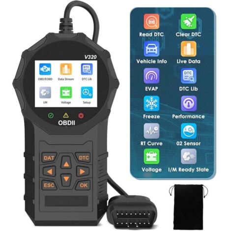 OBD2-Autodiagnose, OBDII-Französische Diagnose, OBD2-Autodiagnose, Motorfehlercode-Lesegerät, Lesen und Löschen des Motorfehlercodes, für die Autodiagnose mehrerer Marken