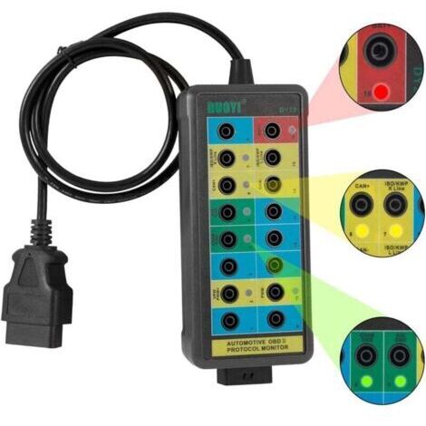 OBD2 Breakout Box Outil de diagnostic 16 broches Détecteur de protocole OBDII Détection de communication/diagnostique/programmation/codage Breakout Box