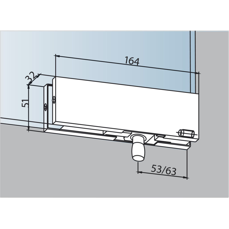 Dormakaba - Oberlichtbeschlag dorma pt 30 mit Zapfen ø 15 mm, Alu silber eloxiert (03.120) Glastürbeschlag - Zubehör