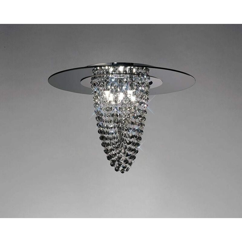 Oberon ceiling lamp 5 Lights polished chrome / smoked Mirror / smoked crystal