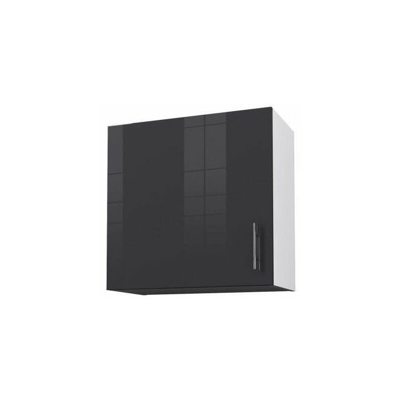 OBI Caisson haut de cuisine avec 1 porte L 60 cm - Blanc et gris laqué brillant