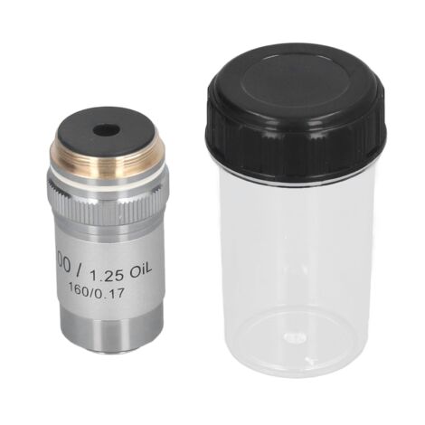 Objectif Achromatique Laiton Chromé 100X Haute Puissance Lentille Microscope Interface 20.2mm