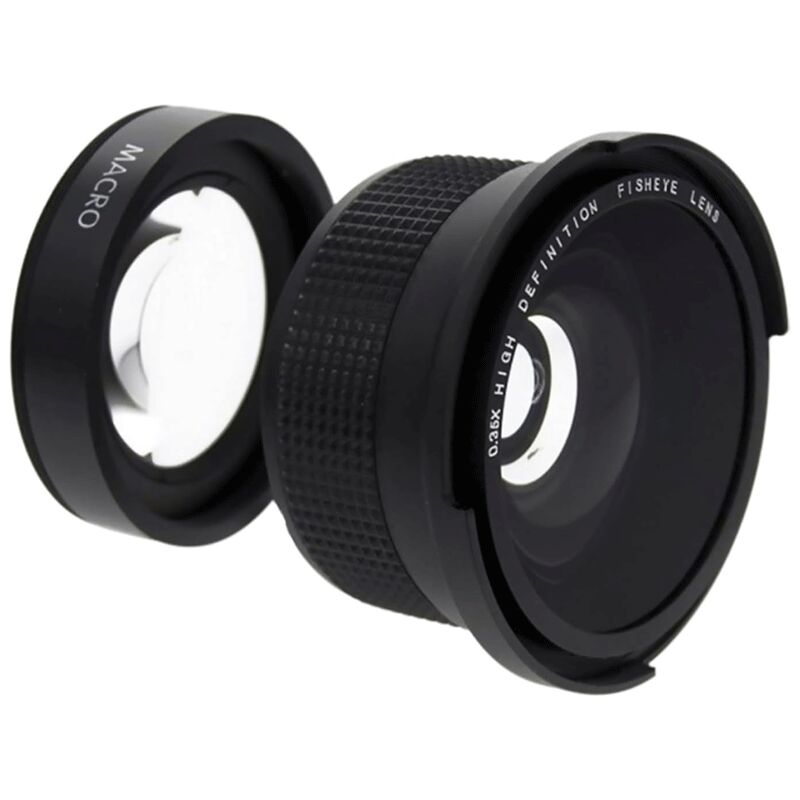 Objectif grand angle fisheye 58 mm 0,35x pour gros plan, objectif super grand angle fisheye pour appareil photo reflex numérique noir