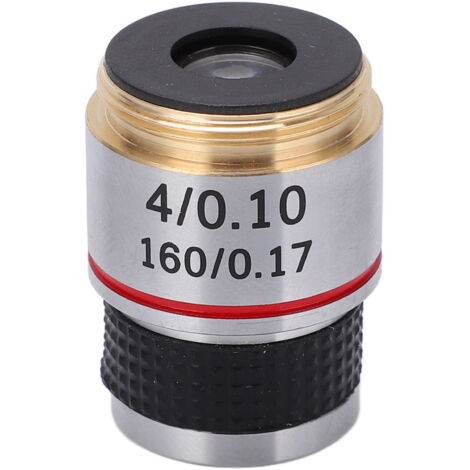 Objectif Microscope 4X 0.10 Achromatique, Filetage M20 Standard, Lentille Haute Définition pour Biologie