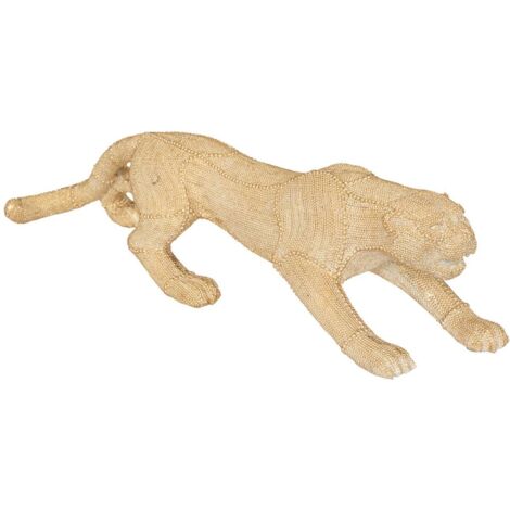 Objet déco Panthère en résine Dorée motifs en relief L 59 cm - Atmosphera