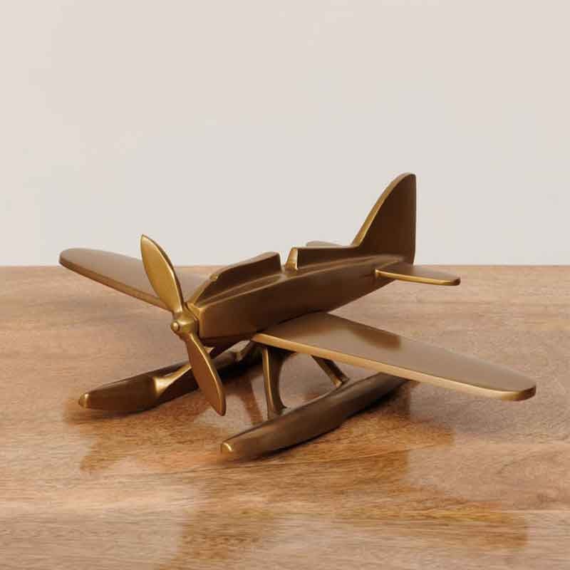 Objet décoratif hydravion doré 25x25x19cm