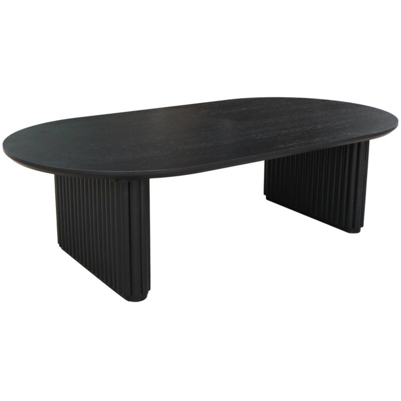 Sweeek - Oblong Rubberwood Coffee Table With Black Oak Veneer – L 122 X D 65 X H 35 Cm – Gabrielle