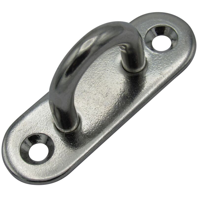 Securefix Direct - Oblong Pad Eye Plate 6MM Stainless Steel (Marine Rope Hook Loop Rigging)