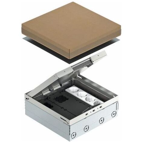 OBO Bettermann Bodentank komplett zwei 2fach VDE-Steckdose Edelstahl, rostfrei A2 1.4301, 7427300