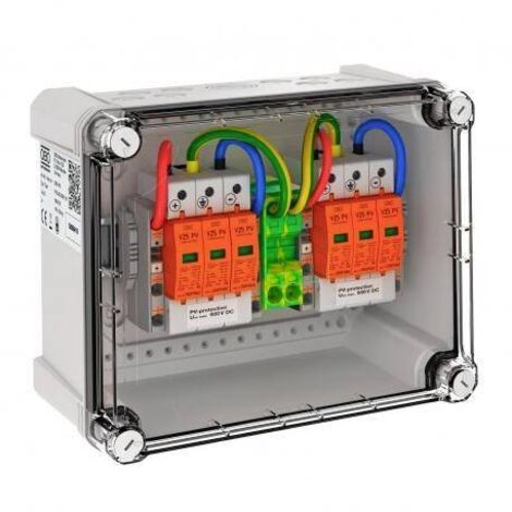 OBO Bettermann Boîtier de raccordement du générateur 2x1 chaîne PV sur 2 WR-MPP 900V DC gris clair RAL 7035, 5088410