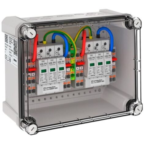 OBO Bettermann Generatoranschlusskasten 2x2 PV-String auf 2 WR-MPP 1000V DC lichtgrau RAL 7035, 5088445